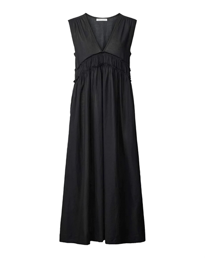 Rabens Saloner - Harmonie Cotton Long Kjole - Sort